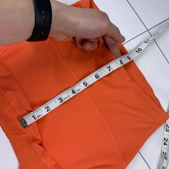 Lululemon Leggings Womens 2 Orange Cropped Capri Mesh Athletic Active Gym Run - Picture 9 of 10